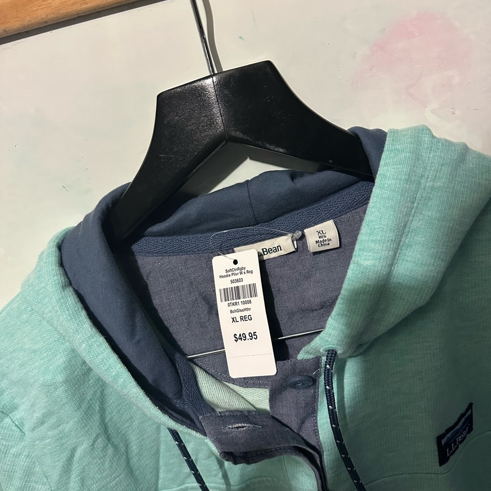 L.L. Bean Mint Hooded Sweatshirt - Picture 2 of 3
